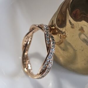 Pandora Twist Of Fate Rose Gold Ring with Pavé Accents Size 7.5 **See Details***